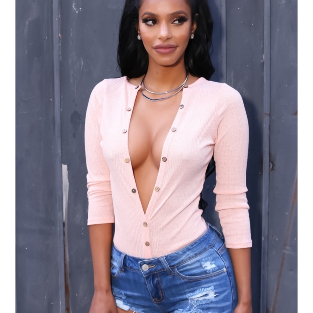 Pink button bodysuit